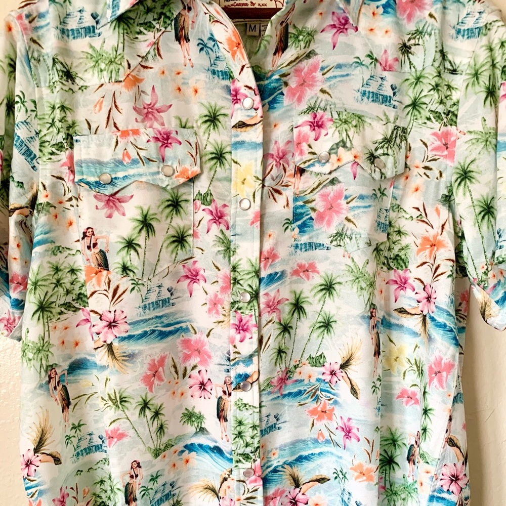 Sandrine Rose Hawaiian Pearl Snap Shirt By Free People - Picture 9 of 15